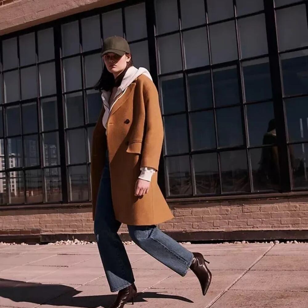 Madewell Haydon Coat In Insuluxe Fabric Toffee Brown Size S